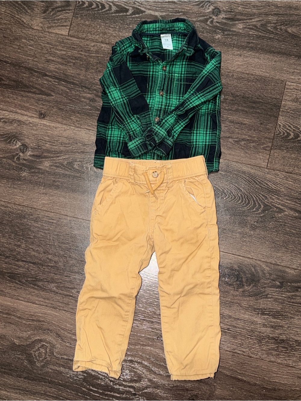 Carter’s Plaid Shirt Khaki Pants Fall Outfit Boys 18 Months